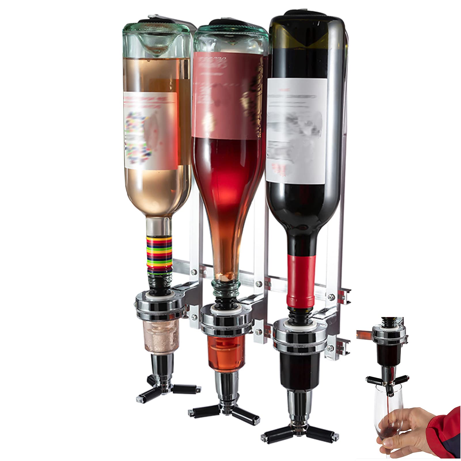 Photo 1 of HAPYFMSHI Wall-Mounted House Liquor Dispenser | Alcohol Station Cocktail Tap, Push-Release Valves, Home Bar, Man Cave | Easy Assemble (3 Bottle)