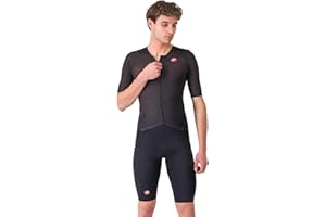 CASTELLI Men’s Sanremo 3 Suit Short Sleeve, Cycling Race Swim Bike Run, Aerodynamic Triathlon Suit with Tri Seat Pad