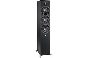 ELAC Debut 3.0 DF63-BK Floorstanding Speaker, Black Ash (Each) - 1” Aluminum Dome Tweeter, 6.5” Aramid Fiber Midrange & Dual 6.5” Aramid Fiber Woofers - 3-Way Bass Reflex - 31Hz to 38KHz Response
