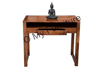 O My Furniture Sheesham Wood Study Table with One Drawer in Teak Finish | Study Room Student Table | Office Table for Books, PC, Laptop