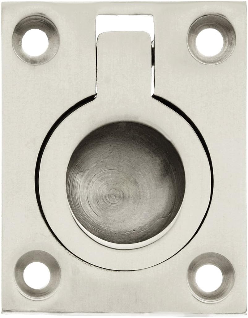 4 inch cabinet door pulls on Small Solid Brass Flush Mount Ring Pull 1 7 16 X 1 3 4 In Polished Nickel Amazon Com