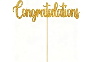 2pcs Gold Congratulations Cake Topper, Congrats Grad Decorations, Graduation, Wedding, Birthday, Retirement, Celebration Part