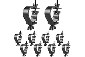 Truss Clamps Black 2 Inch, 10 Packs Gruolin Stage Light Clamps One Person Job, Premium 50mm Aluminium Heavy Duty 100kg / 220lb Lighting Clamps, Perfect Fit for 48-52mm OD Tube