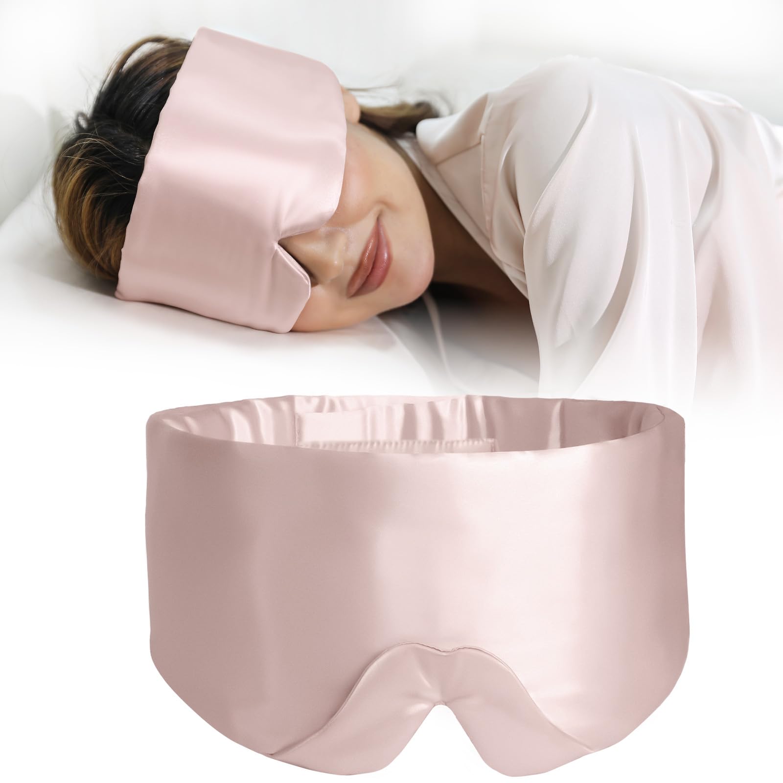 Photo 1 of ZIMASILK 100% 22 Momme Mulberry Silk Sleep Mask - Full Silk Filled, Ultra-Soft & Breathable, Face-Hugging Blackout Eye Cover for Sleeping (Pink)
