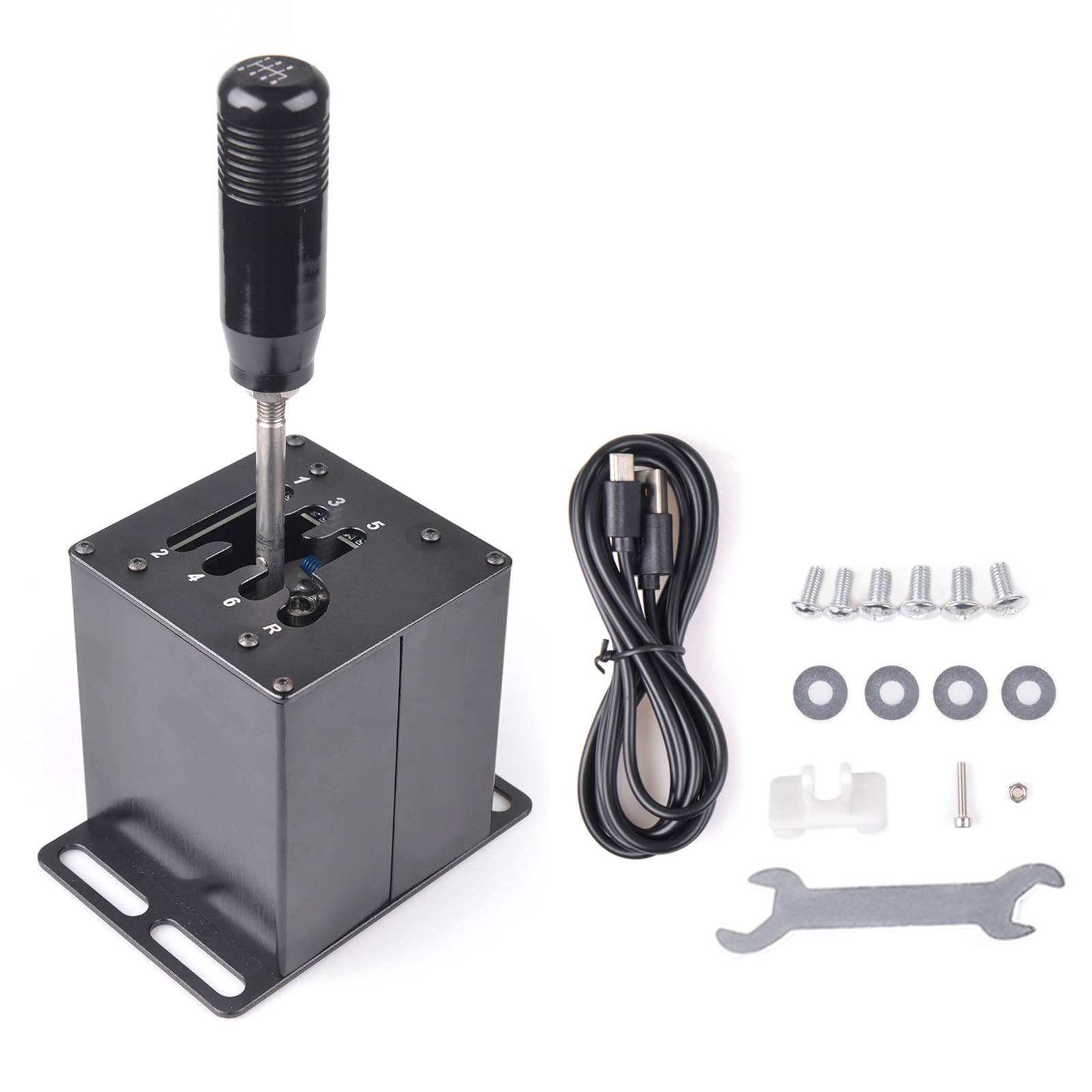 Photo 1 of CNRAQR PC USB Simulator Shifter 6+R H Gear Shifter for LO GITECH G29/G27/G25/G920, T300RS/GT, Compatible with Gearshift PC Windows Steering Wheel for ATS ETS Dust WRC Sim Racing Game