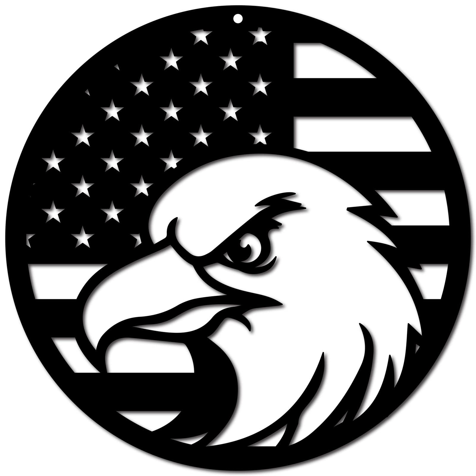 CREATCABIN Metal American Flag Wall Art Bald Eagle Independence Day Decor Hanging Plaques Ornaments Sculpture Sign Modern Artwork for Patriotic American Heros July of 4th Decoration 9.8inch