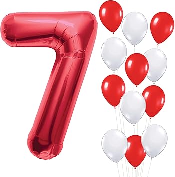 Amazon Com Red Number 7 Mylar Balloon Large Pack Of 13 Red