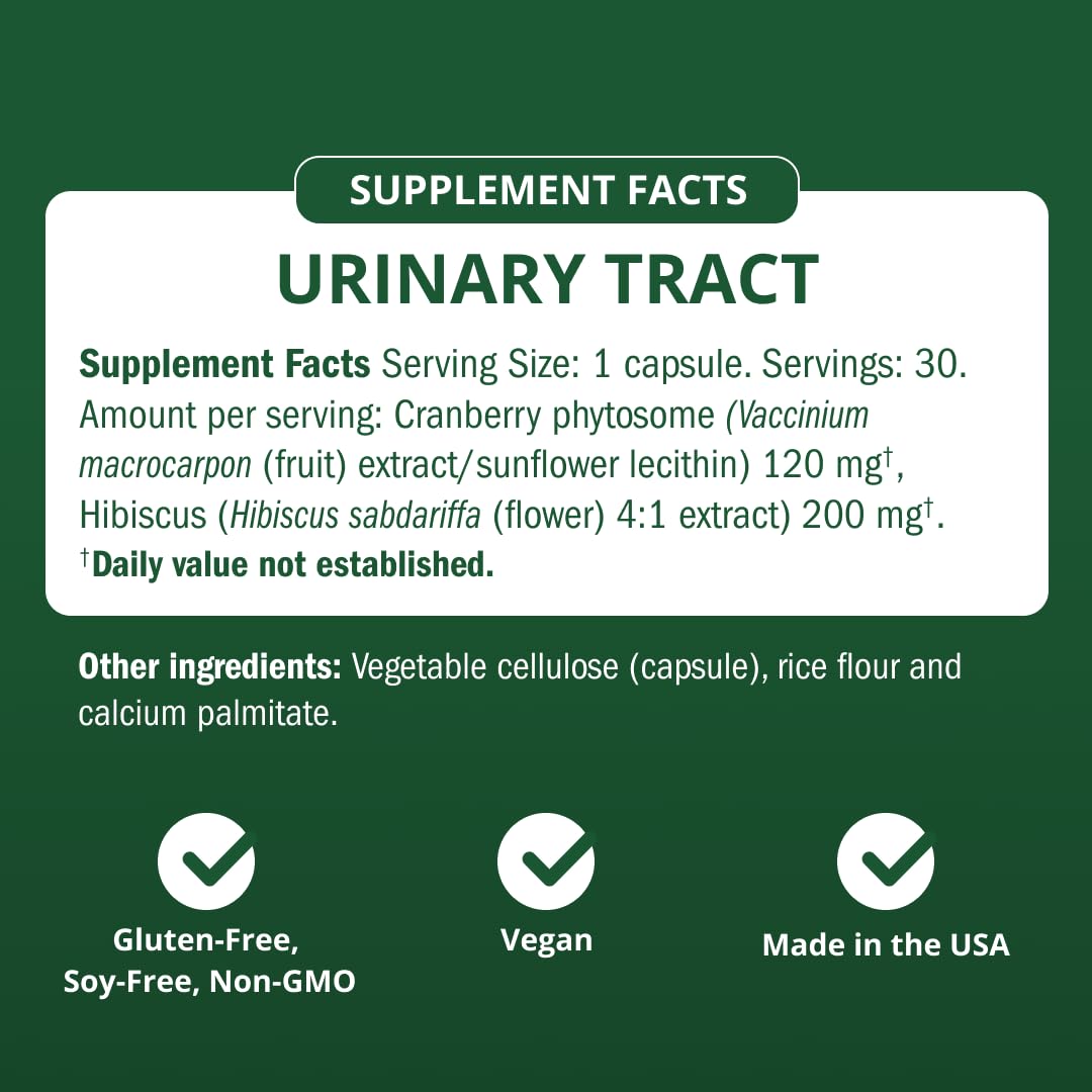 Urinary Tract Cleanse & Protect – 30 ct, Bladder Support Supplement for Women, Flushes Urinary Tract. Combines Cranberry Proanthocyanidins with Hibiscus.