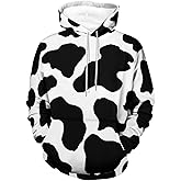 Dalicoter Mens Hooded Sweatshirt Cow Print Hoodies with Pockets Winter Fall Pullover for Women Men