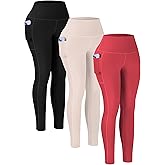 USAUPUP 3 Pack Leggings with Pockets for Women Buttery Soft High Waisted Tummy Control Workout Yoga Pants