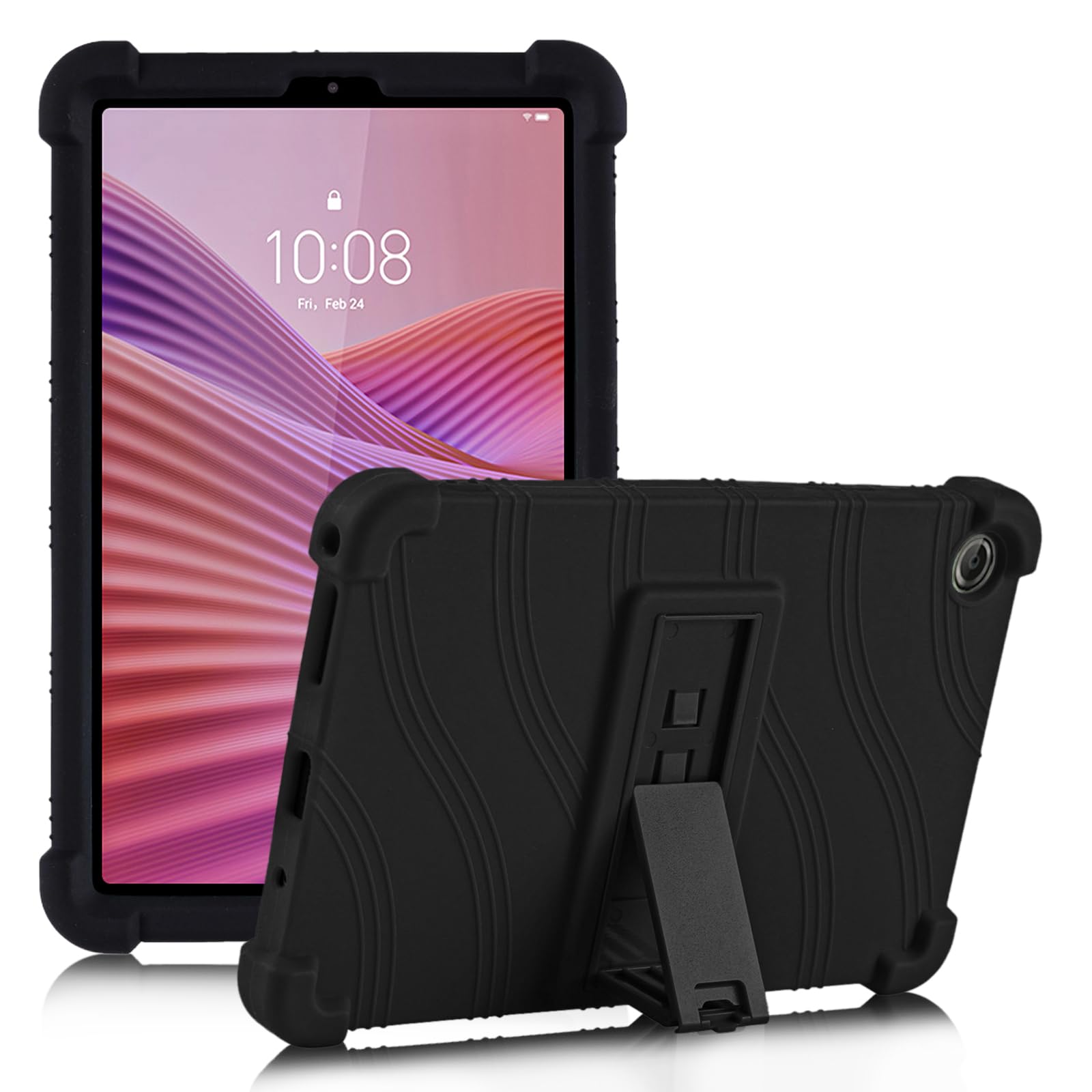 Photo 1 of ATOOZ for Lenovo Tab One 8.7 Case 2025 (TB305FU),Soft Silicone Shockproof Kids Case for Lenovo Tab K9 Tablet 8.7 inch with PC Stand (Black)