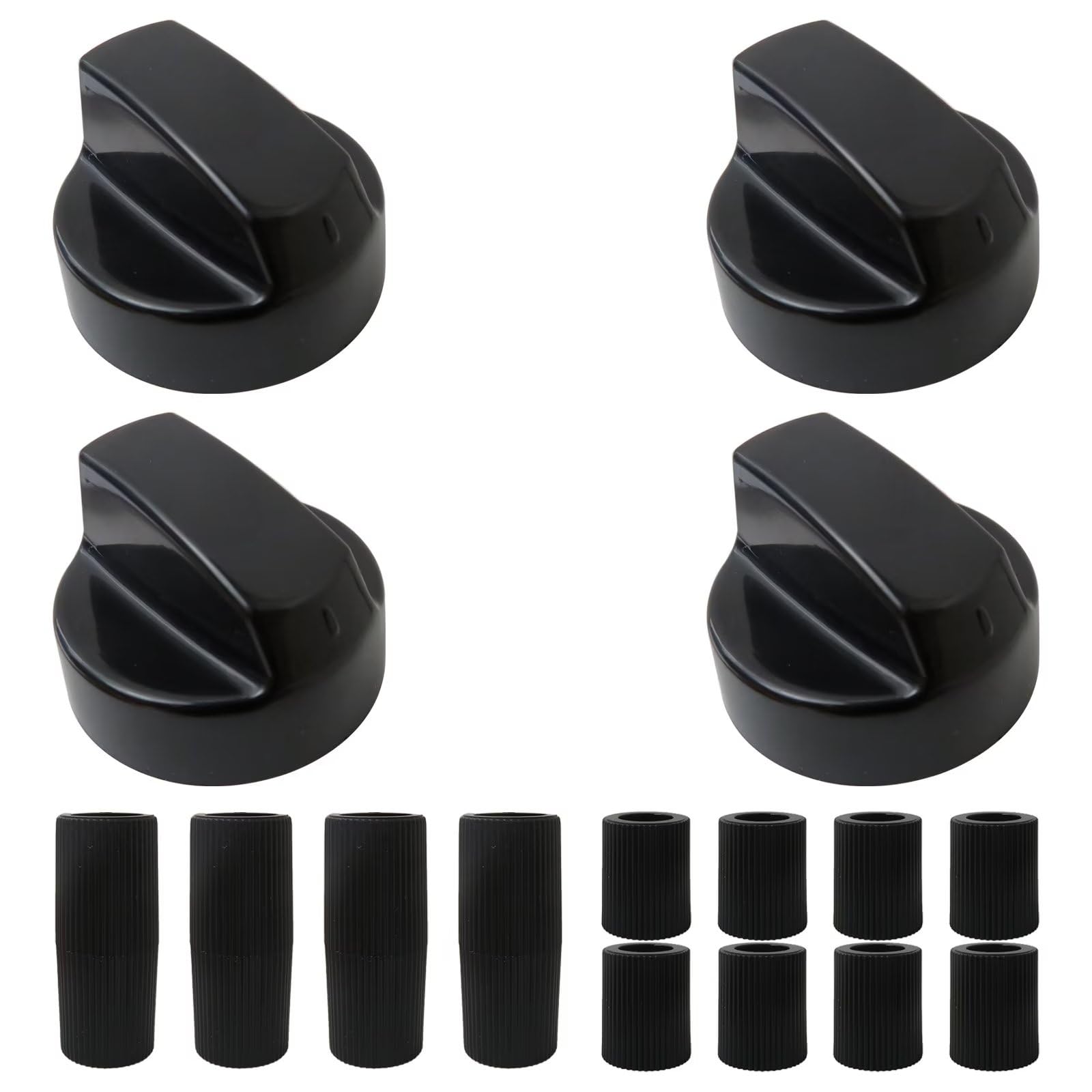 Photo 1 of 4x Universal Control Knobs Replacement with 12x Adapters Fit for Oven/Stove/Range - Black