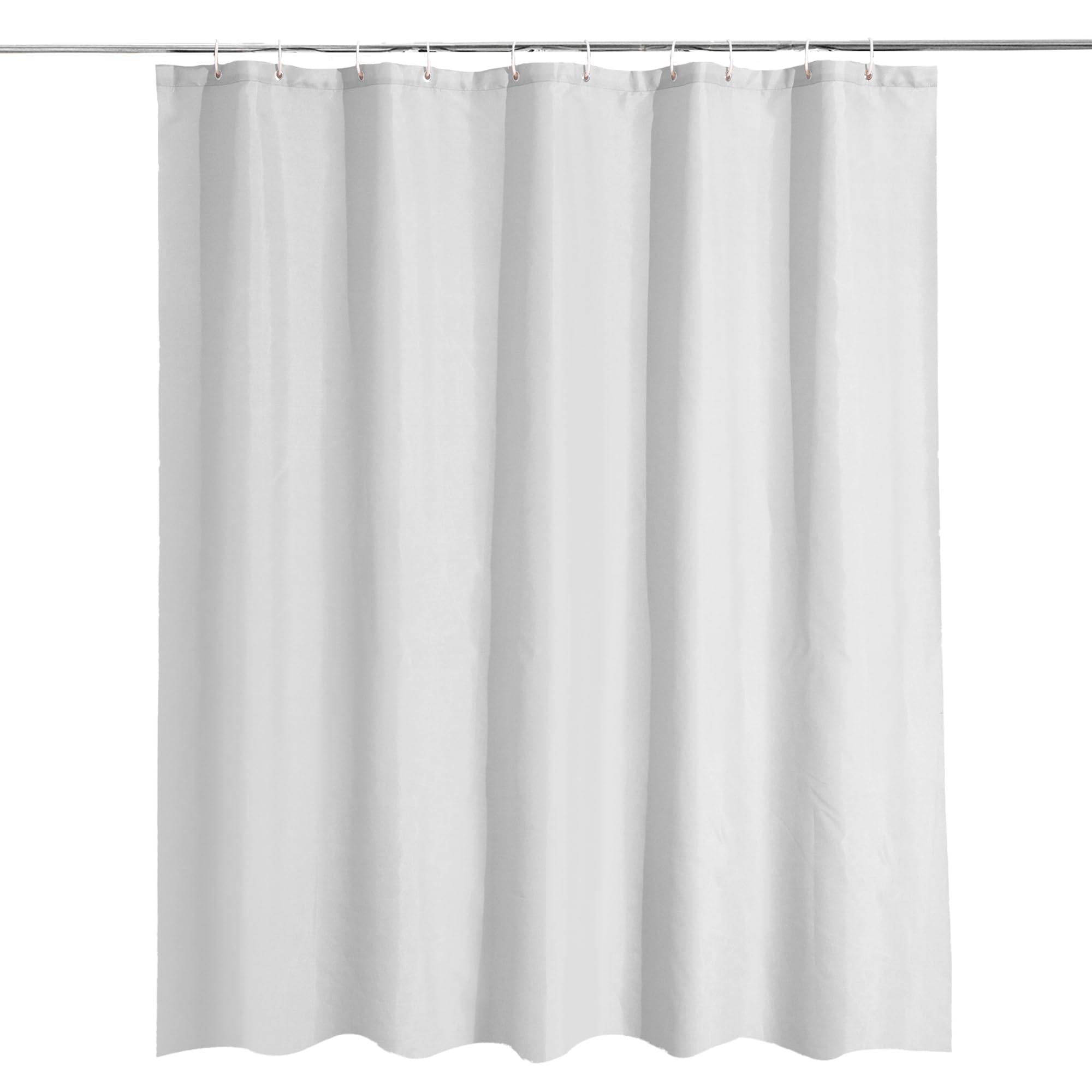WedDecor Bathroom Shower Curtain Waterproof Mould Free Mildew Resistant, Heavy Duty 100% Polyester Fabric Curtains Liner Washable & Wipe Clean with 12 Curtain Hooks, White, 180x200cm