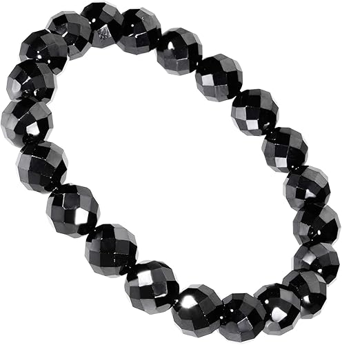 Amazon 新宿銀の蔵 8mm玉 天然 ブラックスピネル カット ブレスレット 長さ約17 5cm メンズm レディースl サイズ 天然石 パワーストーン シンプル ブレスレット 通販
