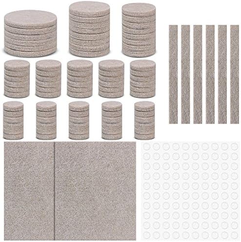 190 Pieces Premium Furniture Pads, Mopoin 100 Pieces Heavy Duty Self Adhesive Felt Pads for Furniture & 100 Non Slip Noise Dampening Bumper Buffer Pads Rubber (Beige)
