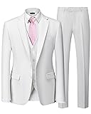 YND Men's 3 Piece Suit Set with Tie, 2 Button Slim