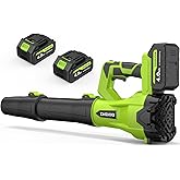 Leaf Blower Cordless 650CFM 288MPH Electric Leaf Blower with 2 x 4.0Ah Battery Operated, 6 Speed Mode, 20V Powered Handheld Blowers for Lawn Care, Patio, Dust, Blowing Leaves