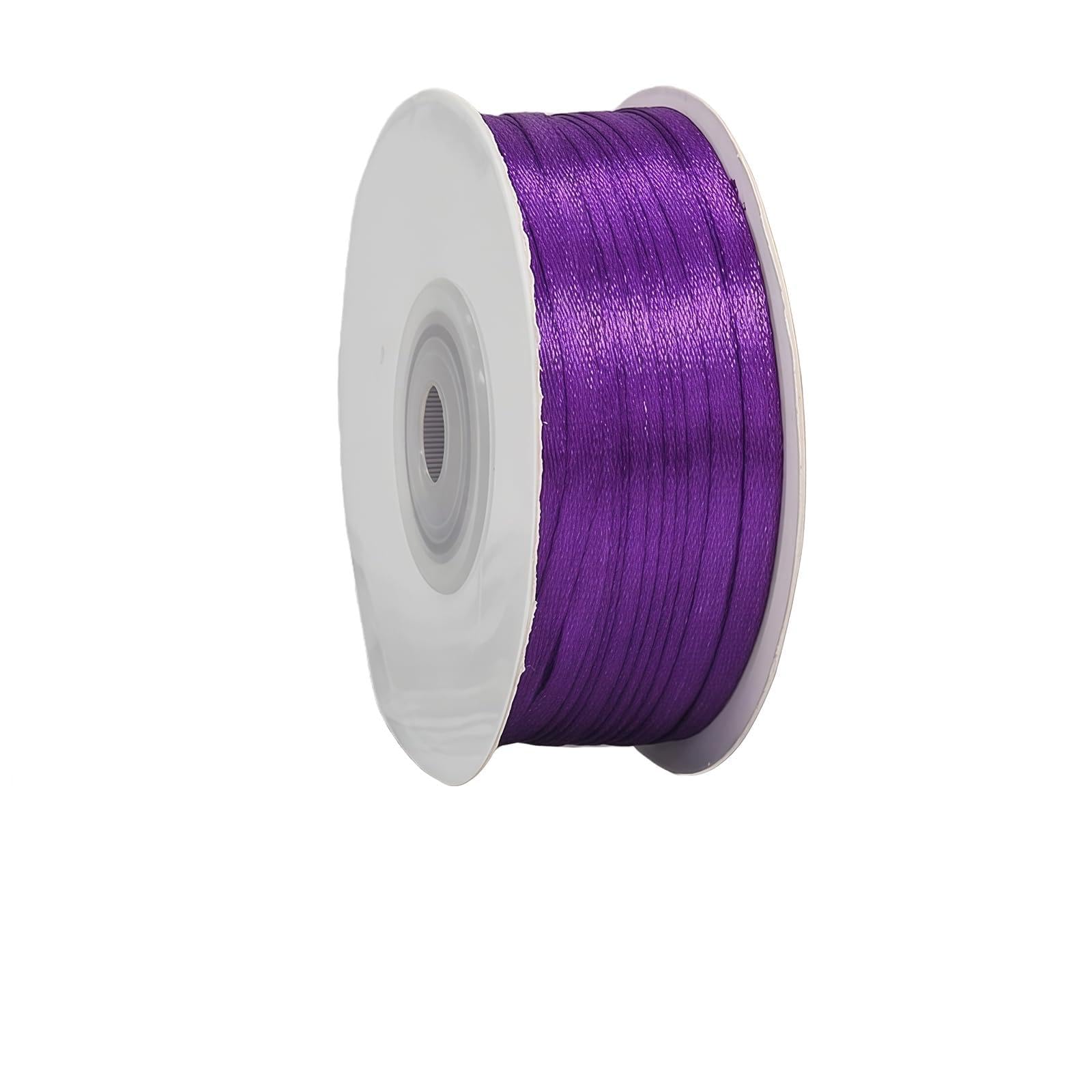 Purple Ribbon 3mm for Gift Wrapping 91M,Purple Satin Ribbon 3mm Thick for Crafting Cake,Hair Bow,Polyester Ribbon Christmas Decoration,Wedding Car Decor