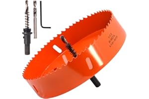Koopi 160mm / 6.3" Bi-Metal Hole Saw with Arbor, Heavy Duty Hole Cutter, Easily Drilling Wood, Plastic, Plywood, Ceiling, Thin Metal for Recessed Lighting, Can Lights