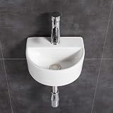 XIFIRY Oval Cloakroom Basin Sink Wall Hung Ceramic Washbasin Small Bathroom view 5