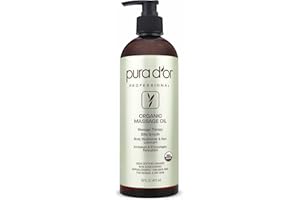 PURA D'OR 16 Oz ORGANIC Massage Therapy Oil USDA Certified Almond, Apricot, Argan, Ginger, Jojoba, Lavender Oils For Silky & Softer Skin - Body Moisturizer & Skin Lubricant - Aromatherapy & Relaxation