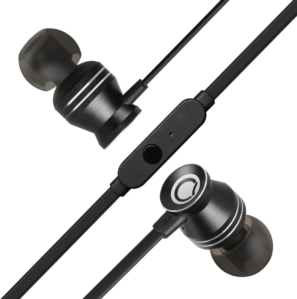 GGMM Earphones,In-Ear Metallic Headphones with Mic,Noise Isolating,Deep Bass,High Fidelity for iPhone, Android Smartphones and MP3 Players etc (Black)