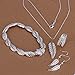 Fashion 925 Silver Plated Jewelry Set Hand Chain Bracelet Necklace Earings Eardrop Ring White Feather