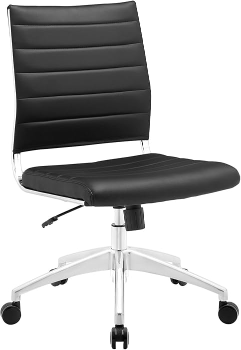 Modway Jive Ribbed Armless Mid Back Swivel Conference Chair In Black