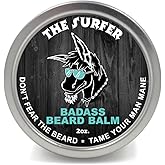 Badass Beard Care Beard Balm - The Surfer Scent, 2 Ounce - All Natural Ingredients, Keeps Beard and Mustache Full, Soft and Healthy, Reduce Itchy and Flaky Skin, Promote Healthy Growth