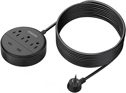 Amazon Com 15 Ft Long Extension Cord Power Strip With Usb Ntonpower Flat Plug Power Strip With 3 Outlet 2 Usb Ul Listed Desktop Charging Station Wall Mount For Home Office Dorm Room
