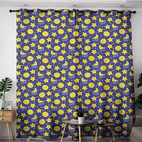 Agoniu Blackout Curtains Baby Funny Night Sky Chipper Moons And