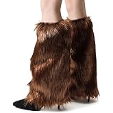 Peecabe Winter Women Faux Fur Fluffy Leg Warmers Fuzzy Long Boot Covers Furry For Christmas