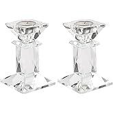 Marvala Crystal Candle Holders Set of 2, Double-Sided Design for Tea Lights & Taper Candles, Decorative Lighting Centerpiece for Home Decor, Wedding, Gift (Holiday, Birthday, Housewarming)