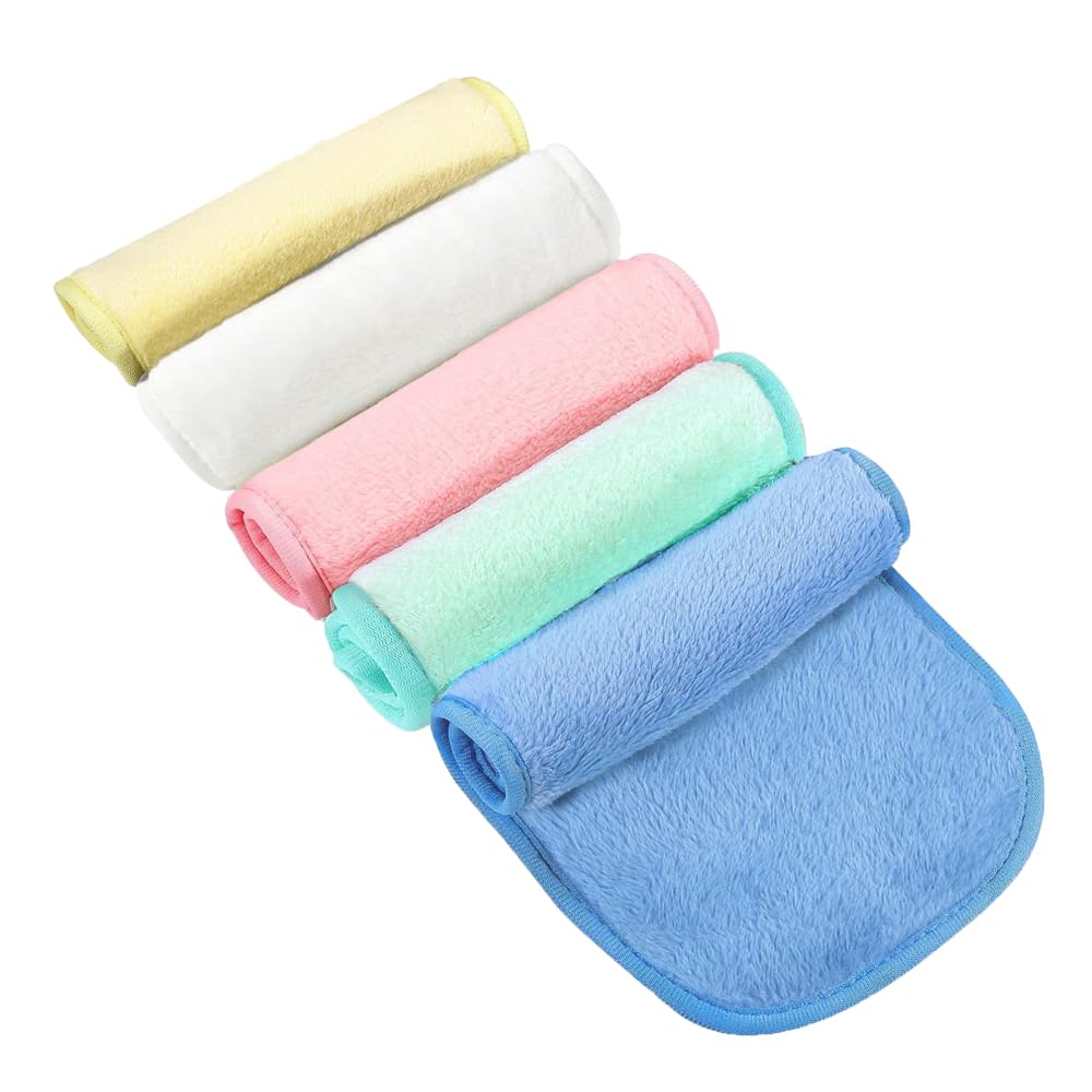 5 Pcs Make Up Remover Cloth - Face Cloth Skin Cleaning Wipe Soft Face Cloth Washable Soft Facial Face Washing Pads Large Reusable Removing Towels for Daily Travel Trip Outdoors 7.8x15.7 Inch