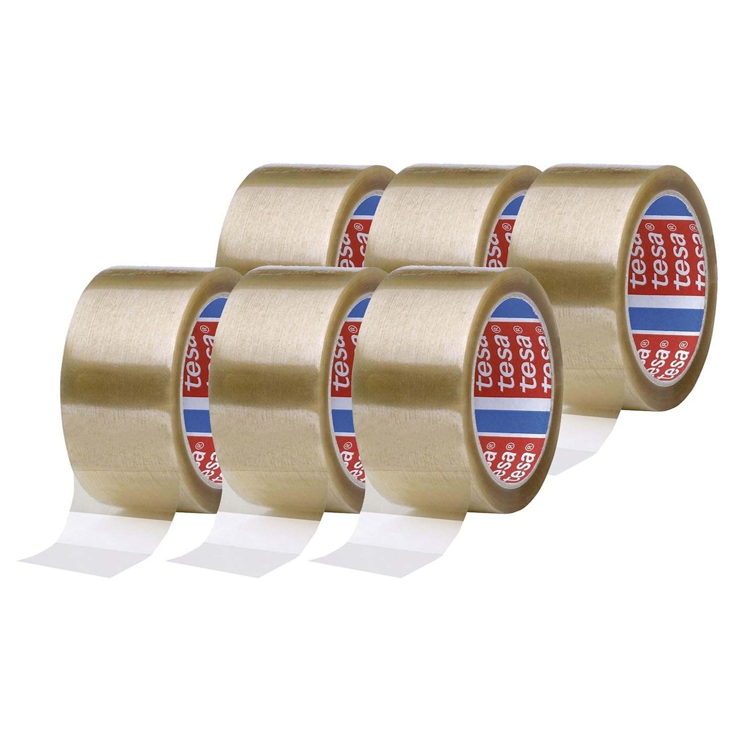tesa Pack PP 4195 Parcel Tape in a Pack of 6 – Low Noise Tape for Packing Parcels and Boxes – Transparent – 6 Rolls Each 66 m x 50 mm