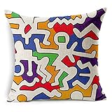 Heartybay Home Decorative Keith Haring's Graffiti-art Printing Cotton Linen Throw Pillow Cover Cushion Case 18