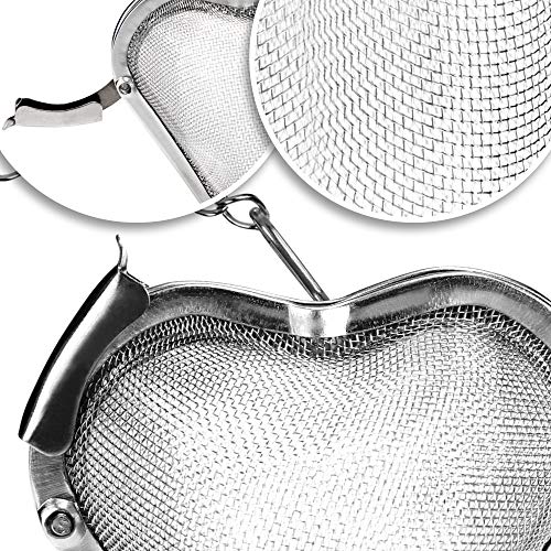 com-four® 4x Teesieb aus rostfreiem Edelstahl 304, spülmaschinengeeignet - Tee-Ei à 5,5 cm für losen Tee, Gewürze und Kräuter - feinmaschiger Teefilter mit Kette - Gewürzsieb - Kräutersieb – Bild 3