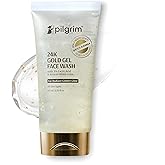Pilgrim 24K Gold Gel Face Wash with 3% Lactic Acid & Korean White Lotus | Gentle Daily Cleanser for Smooth, Radiant-Looking Skin | All Skin Types | 2.71 Fl Oz (80ml)