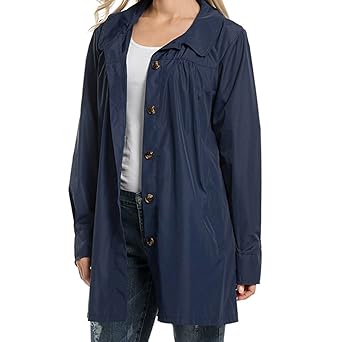 Mxssi Kapuzenjacke Lässige Leichte Regenmantel Button Down Fronttasche Feminino Wasserdichte Jacke für Frauen