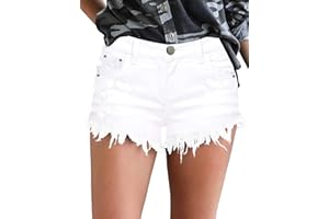 MODARANI Women's Cut Off Denim Jean Shorts Ripped Distressed