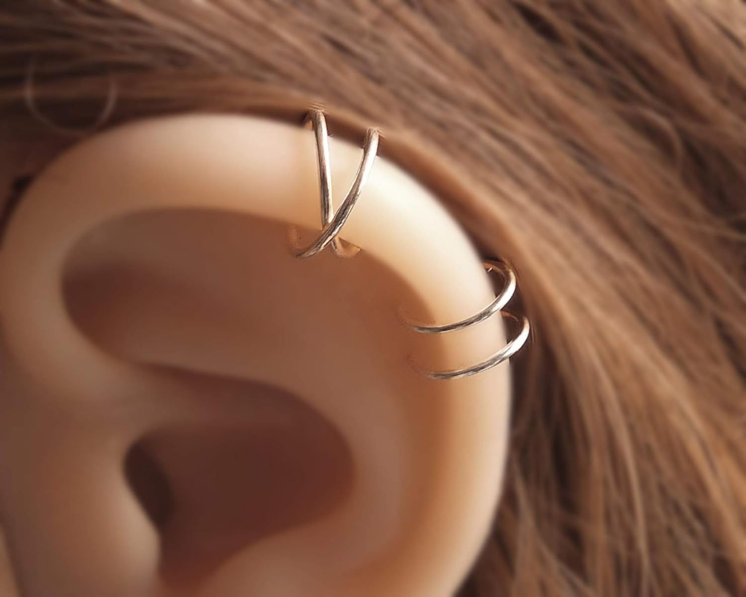 MiYa Jewelry Set of 2 Small Sterling Silver Ear Cuffs for