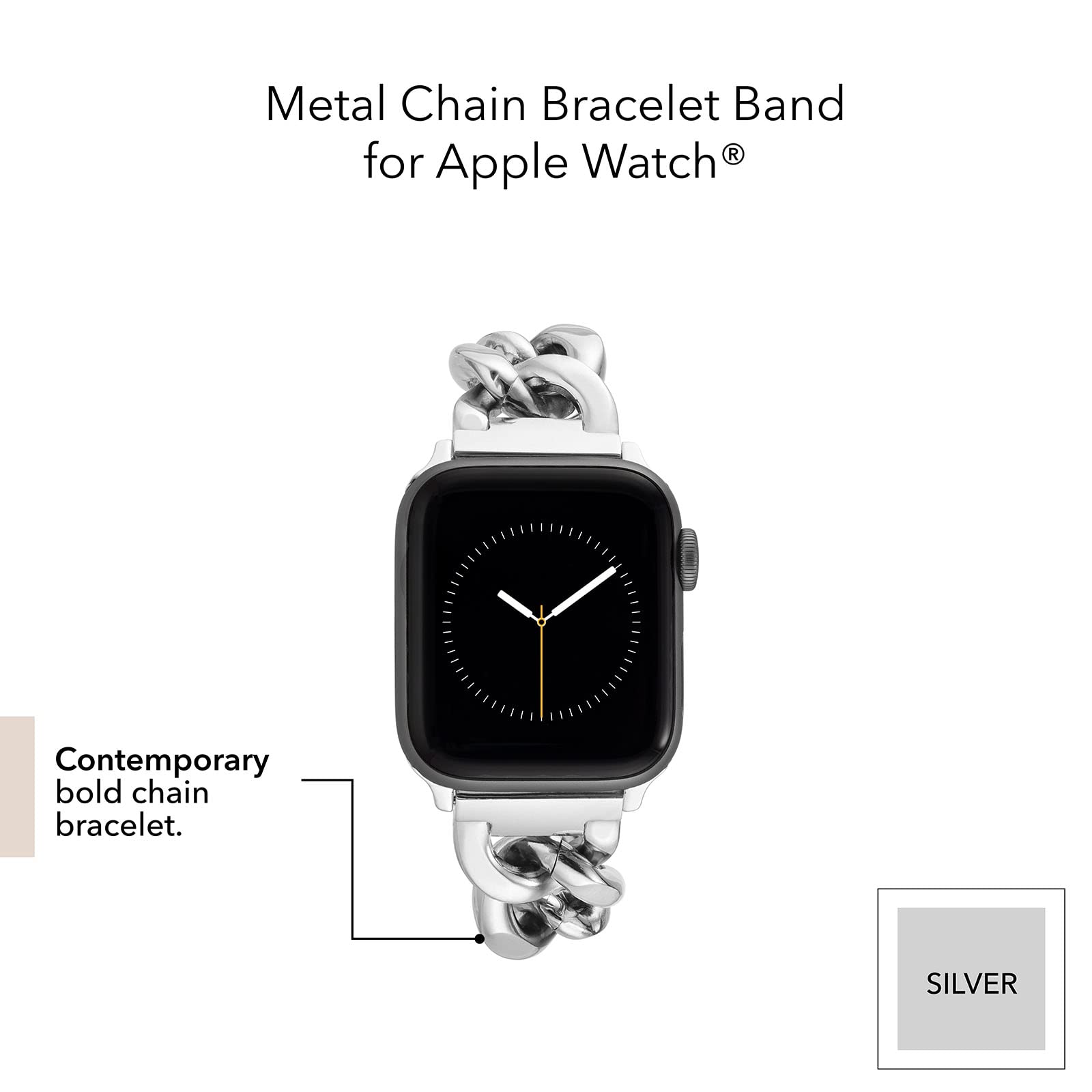 Anne Klein Fashion Chain Bracelet for Apple Watch, Secure, Adjustable, Apple Watch Replacement Band, Fits Most Wrists