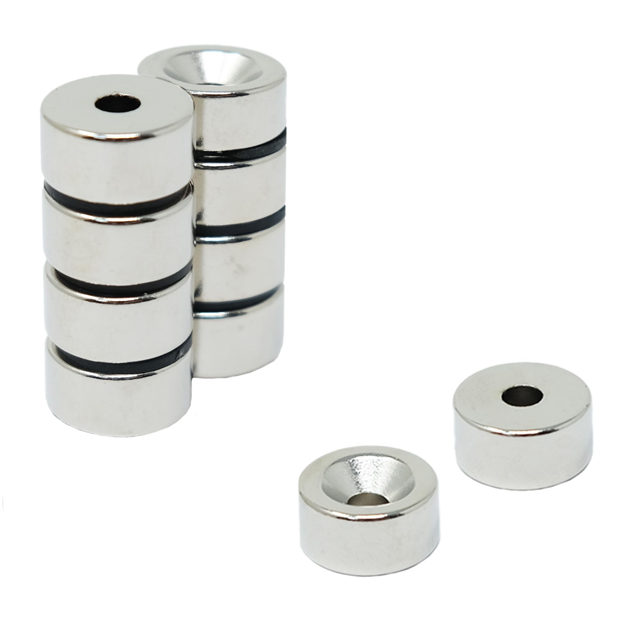 N42 Neodymium Countersunk Magnet for Arts, Crafts, Model Making, DIY, Hobbies, Office and Home - 15mm dia x 7.5mm thick x 4.2mm c/sink - 5.7kg Pull - South - Pack of 2