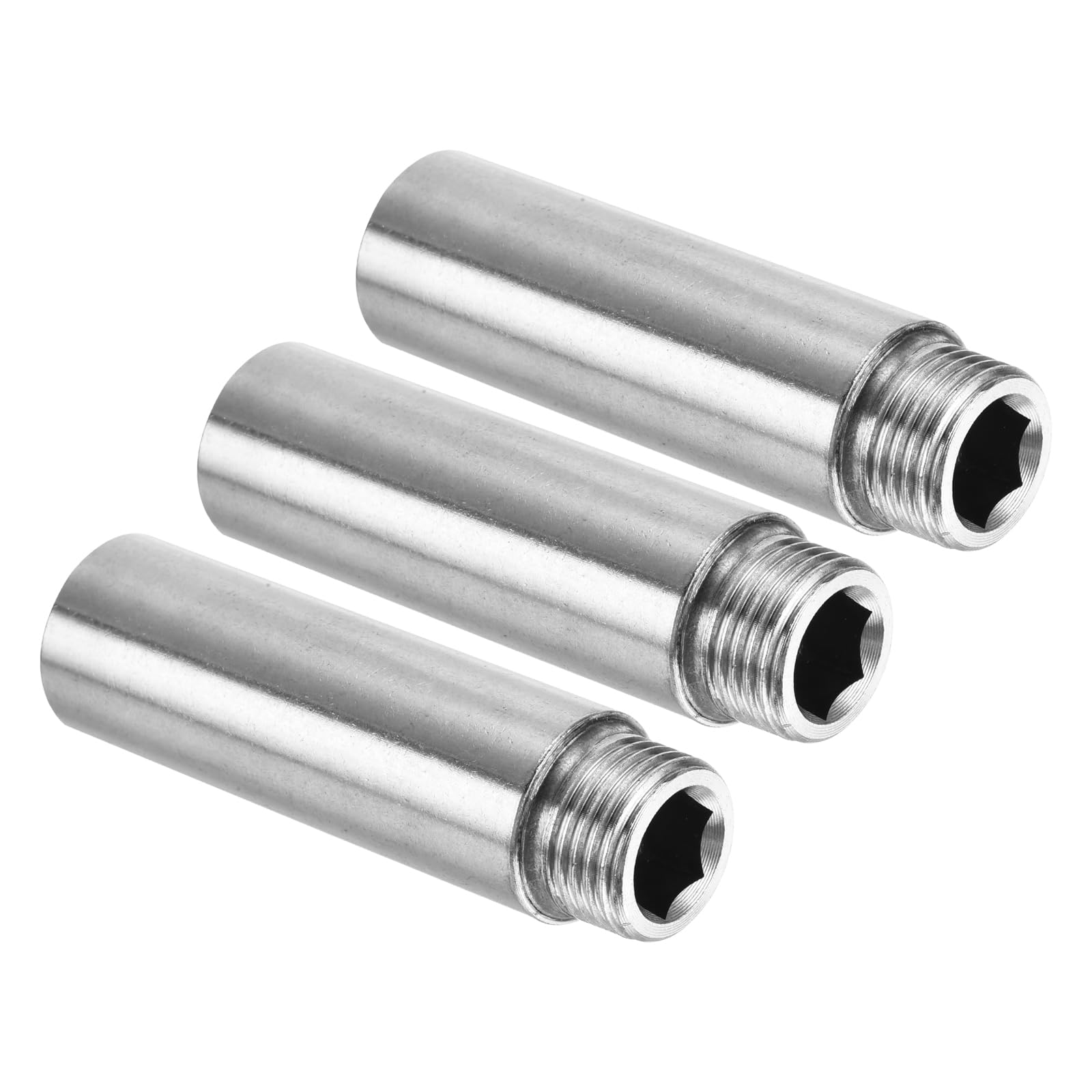 PATIKIL Shower Head Extension Arm, 3 Pack 201 Stainless Steel G1/2 Male to Female Thread 80mm Length Pipe Fitting Shower Head Extender