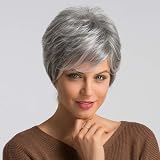 Perruque Coupe Courte Gris Femme Dâge Mûr 26062