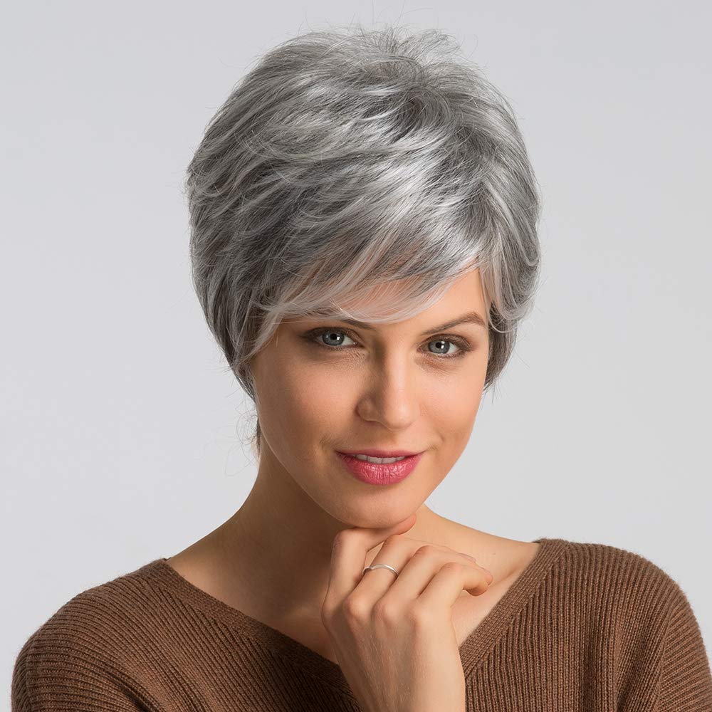 HAIRCUBE Pixie Cut Wig Human Hair Wigs for Women Pretty Short Gray Wigs for White Women