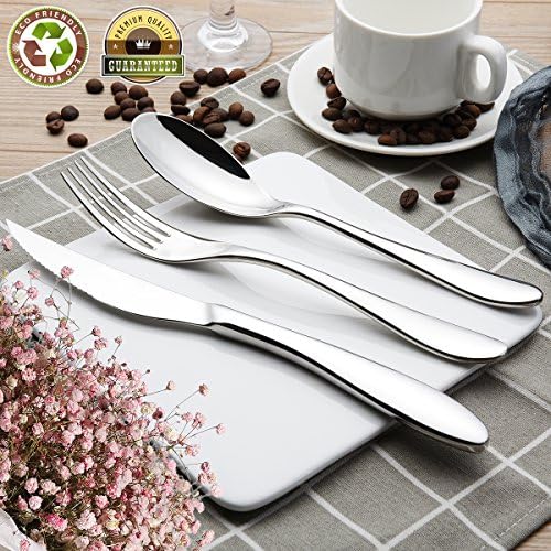 Silverware Set Flatware Cutlery Set 3 Stainless Steel Utensils Kitchen Dinnerware include Knife Fork Spoon Sturdy Tableware Kitchenware Dinnerware Set with Gift Box Dishwasher Safe