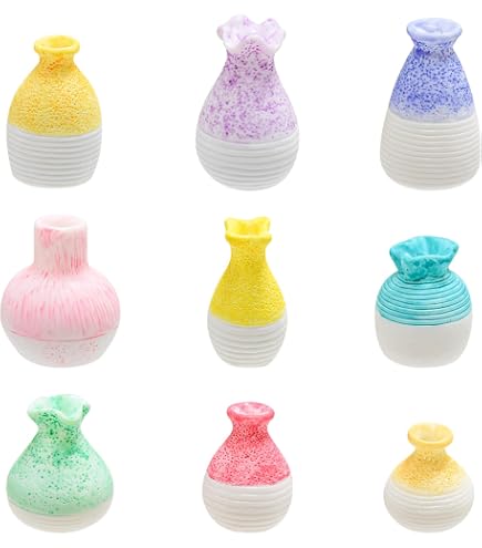 FCKLVMC 35 Pcs Mini Clay Pots & Resin Vases - 1:12 Scale Dollhouse Accessories For Crafts & Fairy Gardens