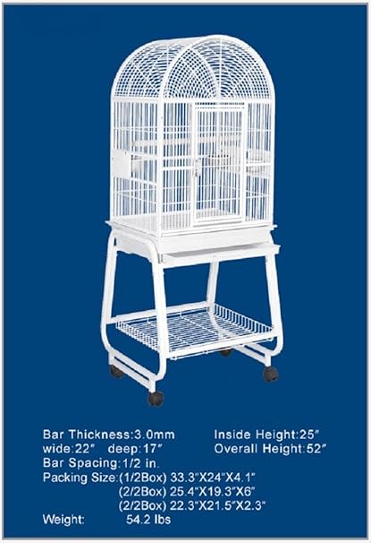 Amazon Com Hq 22x17 Dome Top Bird Cage And Rolling Stand W Shelf Black Pet Supplies