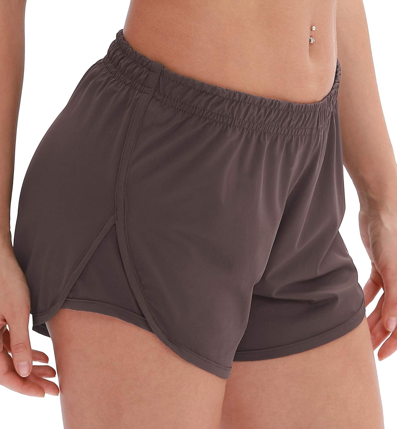 icyzone Workout Shorts Built-in Brief - Women's Gym Exercise Athletic Running Yoga Shorts: Clothing